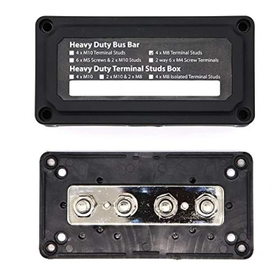 Abbildung von BusBar Box 4 x M8 Anschlussbolzen inkl. Abdeckung und Befestigungsschrauben schwarz