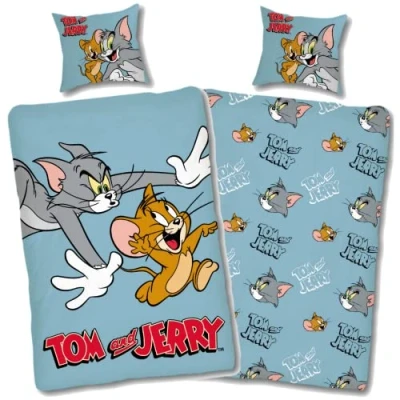 Abbildung von Bettwäsche Tom und Jerry Hellblau, SkyBrands, Renforcé, 2 teilig, Comicfiguren, Zeichentrick, Katze, Maus