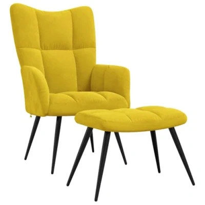 Abbildung von vidaXL Sessel Relaxsessel mit Hocker Senfgelb Samt (1 St)