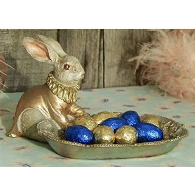 Abbildung von Werner Voss Osterhase mit Schale Hasenfigur Ostern Kartenhalter Hase Osterfigure Barrock Shabby Landhaus