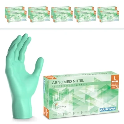 Abbildung von 1000 Stk (10x100) ARNOMED Einweghandschuhe Grün, Einmalhandschuhe L, Nitril Handschuhe Einweg, Nitrilhandschuhe puderfrei, Gummihandschuhe Schutzhandschuhe, XS, S, M, XL