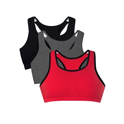 Abbildung von Fruit of the Loom Damen Sport BH im Tank Stil, Rot mit Schwarz/Anthrazit/Schwarz, Größe 36