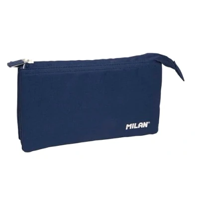 Abbildung von MILAN 1918 Kollektion Schulranzen 3 Reißverschlüsse und 5 Fächer marineblau 215x35x125mm, Marineblau, Casual