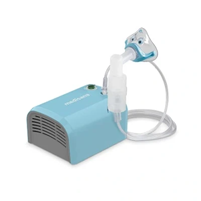 Abbildung von medisana IN 155 Inhalator, Kompressor Vernebler mit Mundstück und Maske für Erwachsene Kinder, bei Erkältungen oder Asthma umfangreichem Zubehör