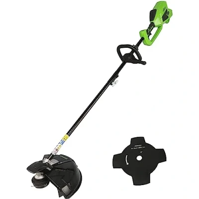 Abbildung von Greenworks GD40BC, Rasentrimmer, 40 cm, D Schlaufengriff, 2 mm, 5300 RPM, Schwarz, Grün