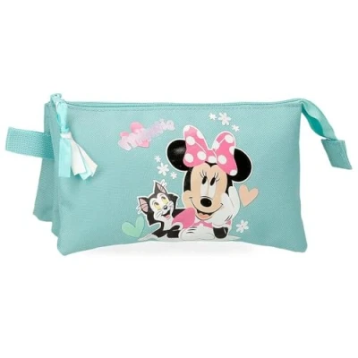 Abbildung von Joumma Disney Minnie &amp; Figaro Dreifach Federmäppchen, blau, 22 x 12 5 cm, Polyester, 1,32 l, Talla única, Dreifachmäppchen
