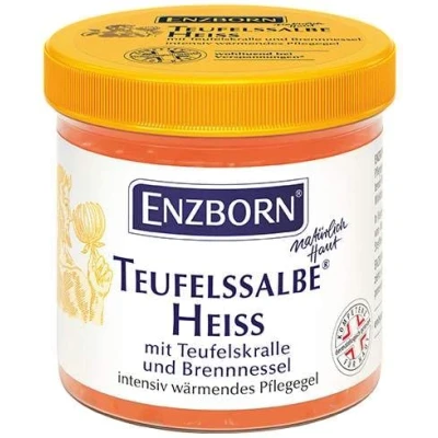 Abbildung von Enzborn Teufelssalbe Heiss Langanhaltender Wärmeeffekt Ohne Rückstände Mit Teufelskralle und Brennessel Dermatologisch Geprüft 3 x 200 ml