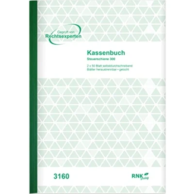 Abbildung von RNKVERLAG 3160 Kassenbuch mit 2 x 50 Blatt, heraustrennbare Belege, Durchschreibepapier, DIN A4