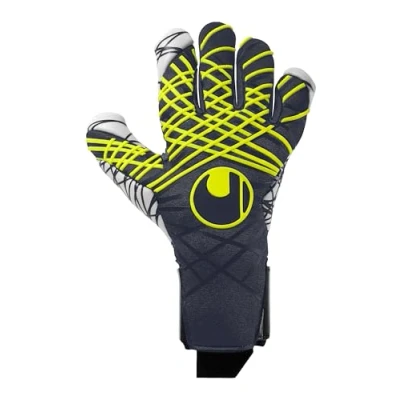 Abbildung von uhlsport Fußball Torwarthandschuhe Prediction Ultragrip Skin Cut maximale Agilität und höchste Ballkontrolle bei ultimativem Grip, 7, Marine/weiß/Fluo gelb
