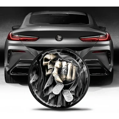 Abbildung von Biomar Labs Kompatibel mit BMW Emblem 51148219237 Kofferraum Abzeichen 74mm Heckklappe Schädel EZ 30
