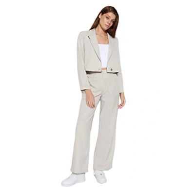Abbildung von TRENDYOL Damen Damenhose mit Hoher Taille und Weitem Bein Hose, Stone, 34
