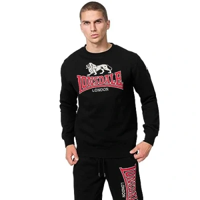 Abbildung von Lonsdale Rundhals Normale Passform Lawins Sweatshirt, Herren, Größe: Large, Black red grey