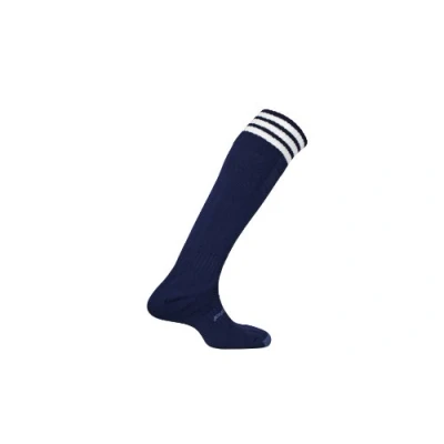 Abbildung von Mitre Mercury 3 Streifen Fußballsocken für Kinder Fußballmannschaft Kit leichte Lange Sportsocke atmungsaktiv, Marineblau/Weiß, Mini (30 34)