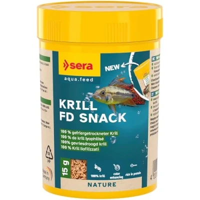Abbildung von sera FD Krill 100 ml Der Leckerbissen für kräftige Farben Fischfutter fürs Aquarium mit sehr hoher Verwertbarkeit, somit weniger Algen