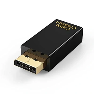 Abbildung von DisplayPort auf HDMI Adapter, CableCreation 1 Stück 1080P 4K 3D Vergoldeter DP zu Konverter, Stecker Buchse 1.4V
