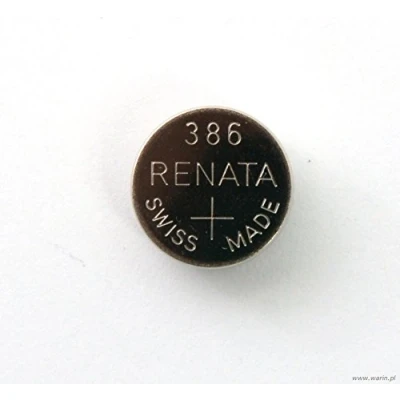 Abbildung von 1 x Renata 386 Lithium Knopfzelle SR43W, hergestellt in der Schweiz