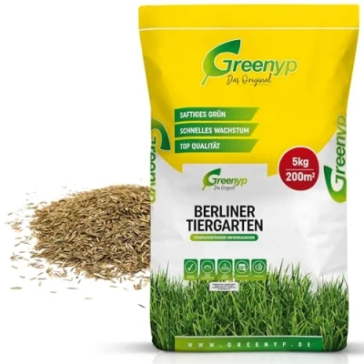 Abbildung von 5kg Rasensamen Berliner Tiergarten I schnellkeimend für 200m² robuster Universalrasen Zierrasen Rasen Nachsaat Greenyp Grassamen Rasensaat Gras ideal als Neu und Nachsaat.