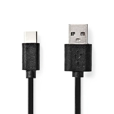 Abbildung von NEDIS USB Kabel 2.0 A Stecker Typ C ™ 480 Mbps 15 W Vernickelt 2.00 m rund PVC Schwarz Plastikbeutel