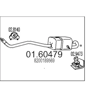Abbildung von MTS 01.60479 Endschalldämpfer 1300 RENAULT: MEGANE 2 Coupe Cabriolet, 2, SCENIC