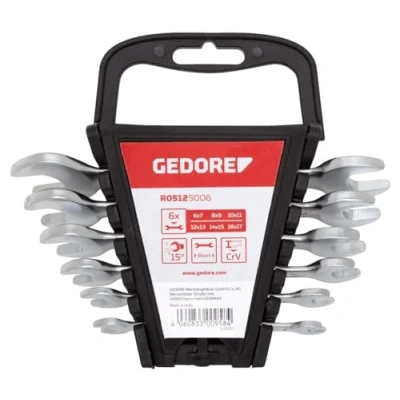Abbildung von GEDORE red Doppelmaulschlüssel Satz, Set 12 teilig, SW 6 32 mm, metrisch, kurz, Schraubenschlüssel Set, R05125012