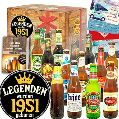 Abbildung von Legenden 1951 + 12 Biere aus der Welt Geburtstagsgeschenke Freund