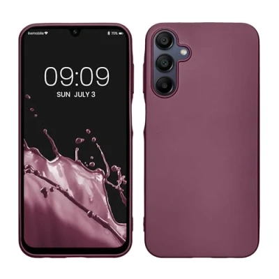 Abbildung von kwmobile Case kompatibel mit Samsung Galaxy A15 5G Hülle Schutzhülle aus Silikon metallisch schimmernd Handyhülle Metallic Lavendel