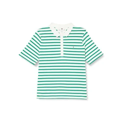 Abbildung von Tommy Hilfiger Curve Poloshirt, Damen, Größe: 48, Breton ecru/olympic green