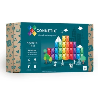 Abbildung von Connetix Magnetspielbausteine Rainbow Rectangle Pack verstärkte Magnete pädagogisches Lernspiel, (Open Play, 18 Teile), ab 3 Jahren