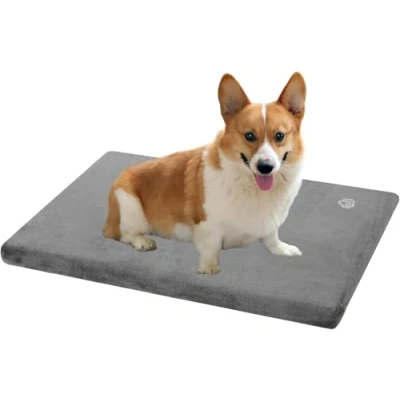 Abbildung von EMPSIGN Hundebett Mittelgroße Hunde Hundekissen Waschbar, Wasserdicht M 74x46x5.8cm, passend für Käfige, Hundematte mit Abnehmbarem und waschbarem Bezug, Grau