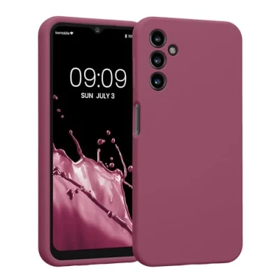 Abbildung von kwmobile Handyhülle kompatibel mit Samsung Galaxy A14 5G Hülle gummierte Handy Case aus Silikon in Orchidee Violett