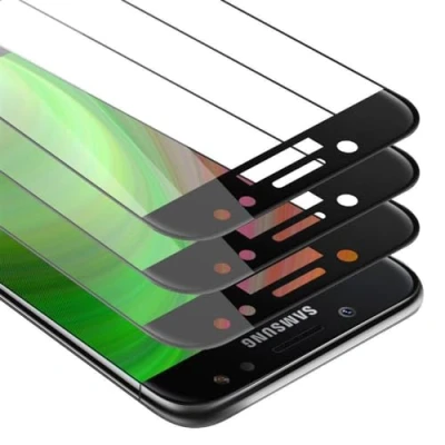 Abbildung von Cadorabo 3x Vollbild Panzer Folie kompatibel mit Samsung Galaxy J5 2017 Schutzfolie in TRANSPARENT SCHWARZ 3er Pack Gehärtetes (Tempered) Display Schutzglas 9H Härte 3D Touch