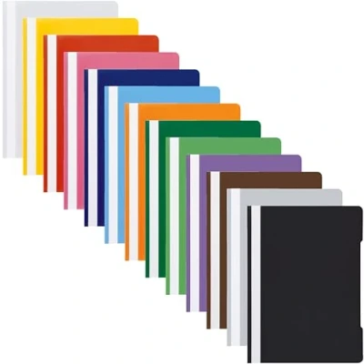Abbildung von Conipa® 13 x Schnellhefter verschiedene Farben (Set) DIN A4 mit Beschriftungsfeld PP Kunststoff (Plastik) Hefter &amp; Mappe Schule Büro Heft Mappen Organisation (PVC frei) transparentes Deckblatt