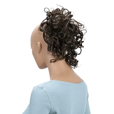 Abbildung von CAISHA Haarteil Haargummi Lena Hochsteckfrisuren Brautfrisuren Voluminös Gelockt Unordentlich Dutt Kunstfaser DM17cm Brünett Gesträhnt G19L