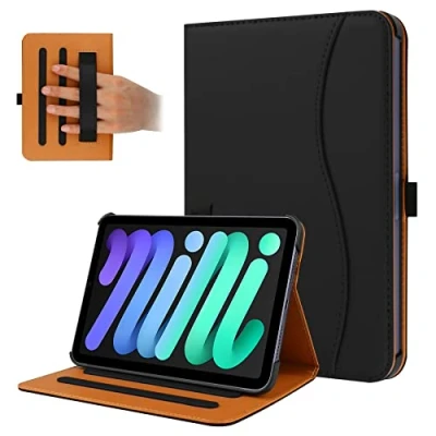Abbildung von FANRTE Schutzhülle für iPad Mini 6 2021 (8,3 Zoll), Multi Winkel Betrachtung Folio Stand Schutzhülle, mit automatische Wake/Sleep Funktion, Kompatibel Generation 2021, (Schwarz)