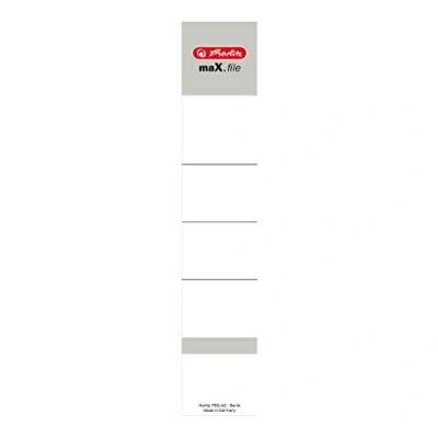 Abbildung von Herlitz 5966056 Rückenschild 36 x 190 mm für 5 cm Ordner, selbstklebend, 10 Stück, weiß