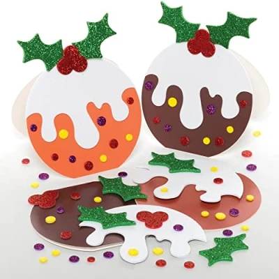 Abbildung von Baker Ross FE877 Weihnachts Pudding Mix und Match Karten 6er Pack, Kartenrohlinge für die Kartenherstellung, Gestalte deine eigenen Weihnachtskarten, Ideal Kinder Kunst Bastelprojekte