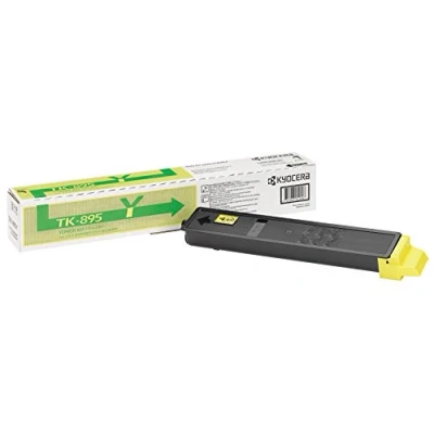 Abbildung von Kyocera TK 895Y Toner Gelb 1T02K0ANL0. Drucker kompatibel für FS C8020MFP, C8025MFP, C8520MFP, C8525MFP. Original Tonerkartusche bis zu 6000 Seiten
