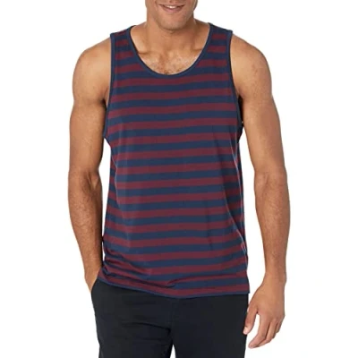 Abbildung von Amazon Essentials Herren Tanktop, Normale Passform, Burgunderrot Marineblau Streifen, XS