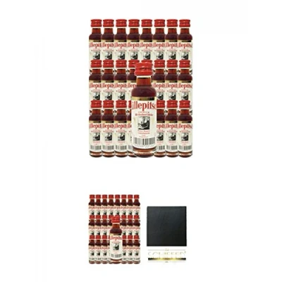 Abbildung von Killepitsch Kräuterlikör 25 x 2 cl + Schiefer Glasuntersetzer eckig ca. 9,5 cm Durchmesser