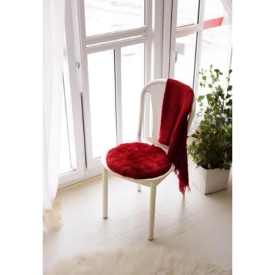 Abbildung von Lammfell Sitzkissen Ø 40 cm Rot