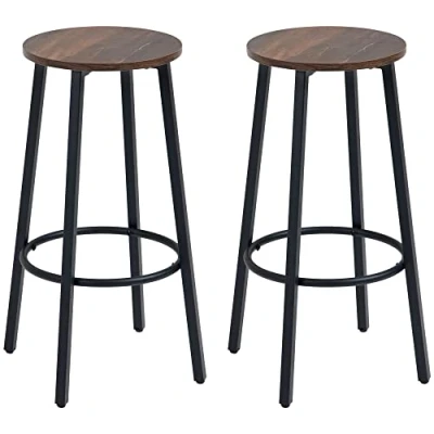 Abbildung von Barhocker, 2er Set Barstühle mit Fußstütze, Tresenhocker Stahlgestell