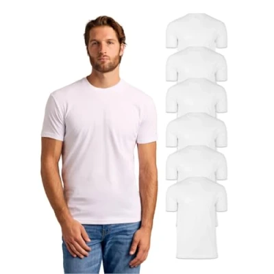 Abbildung von True Classic Herren T Shirt mit Rundhalsausschnitt und kurzen Ärmeln, 6er Pack Weiß, 2XL