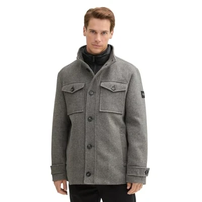 Abbildung von TOM Tailor 2IN1 Outdoorjacke, Herren, Größe: Large, Steel grey wool twill
