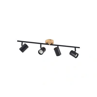 Abbildung von Lindby Deckenleuchte Xiomara, 4 flammig, 68 cm lang, Holz
