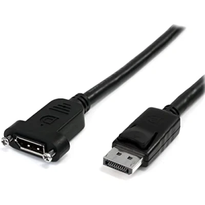 Abbildung von StarTech.com 1m DisplayPort Kabel für Panelmontage 4K x 2K 1.2 Verlängerungskabel Stecker auf Buchse DP Video Extender mit Buchse(Panelmontage) Monitorkabel (DPPNLFM3PW)