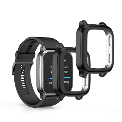 Abbildung von kwmobile 2X Schutzhülle kompatibel mit Garmin Venu Sq 2 Music/Sq Hülle Fullbody Cover Set aus Silikon Schwarz