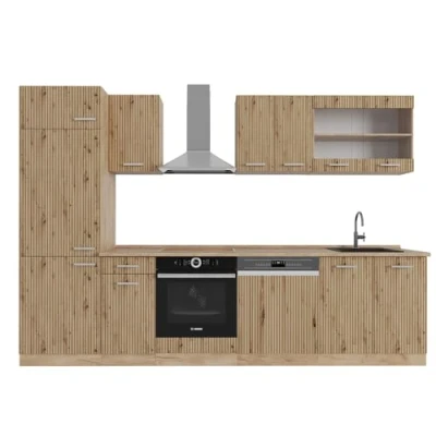 Abbildung von Vicco Küchenzeile R Line, Artisan Eiche/Goldkraft Eiche, 300 cm, AP Eiche