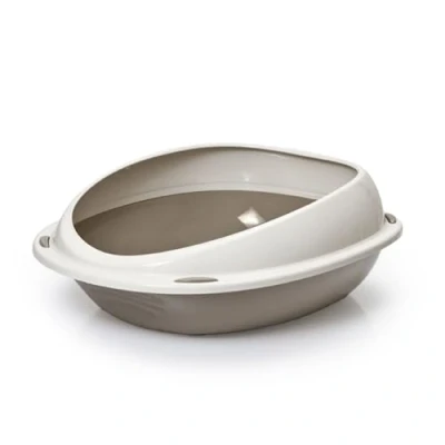Abbildung von Cat Centre Katzenklo Offen Abgesenkter Einstieg Katzentoilette Ohne Deckel Abgerundete Ecken Grau L 57 x 40 cm