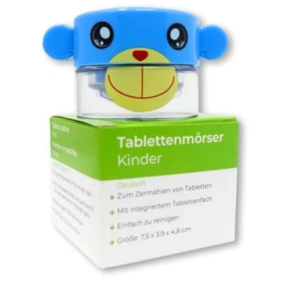 Abbildung von LisaCare Mörser Kinder Tablettencrusher Tablettenmörser, (1 tlg., Affe Blau), Angenehme Tabletteneinnahme!