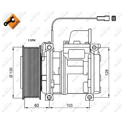 Abbildung von NRF 32829 Kompressor 10PA15C 24 PAG 46 mit Kompressoröl, Dichtring EASY FIT